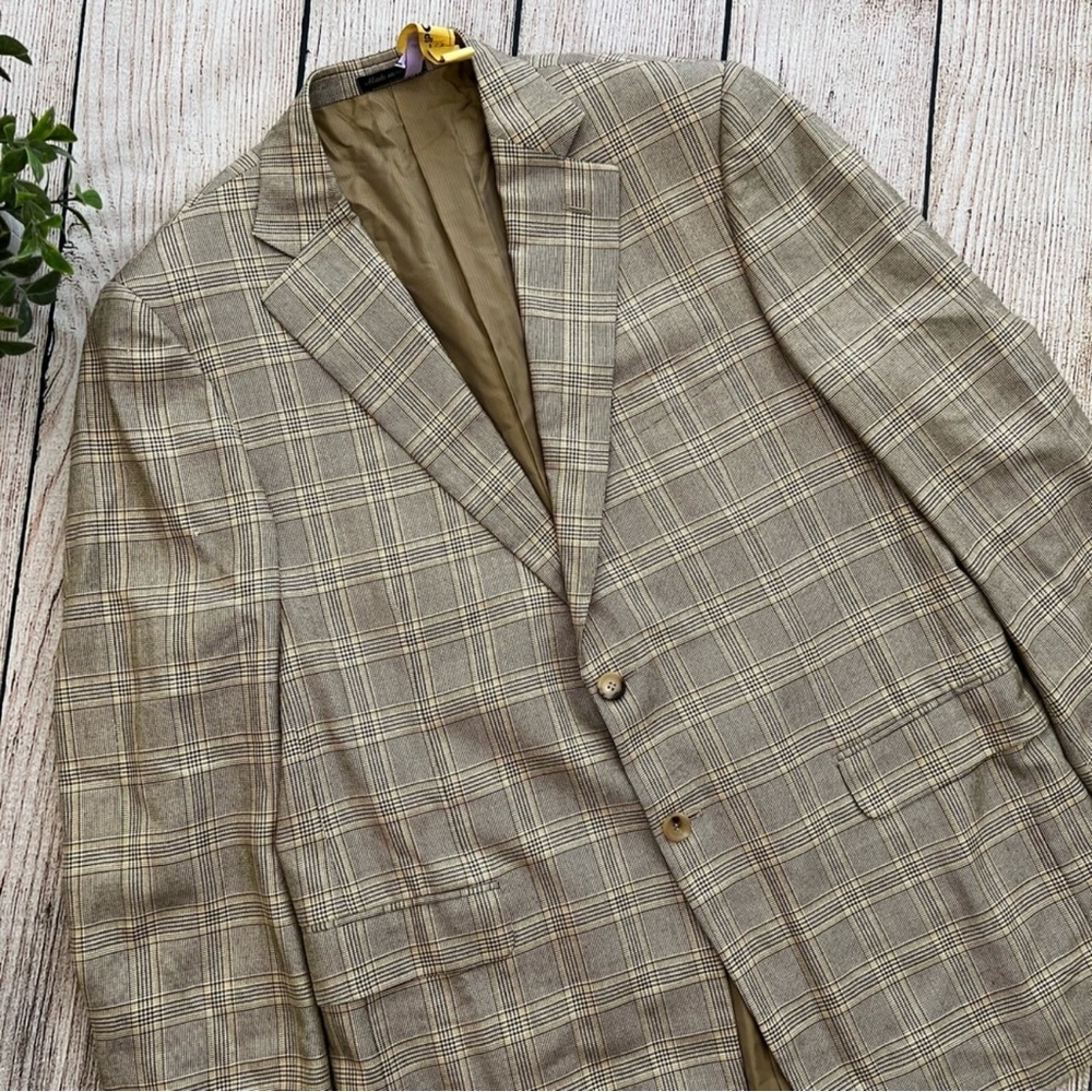 C1 -- PAL ZILERI Gruppo For All men's silk wool plaid button blazer jacket 42R